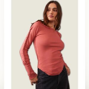 Free People WE the Free Daisy Chain Long Sleeved Cuff Top  Pink